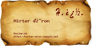 Hirter Áron névjegykártya